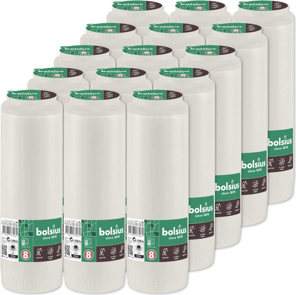 Bolsius RC8 170h Ölkerzeneinsätze 15 Stück