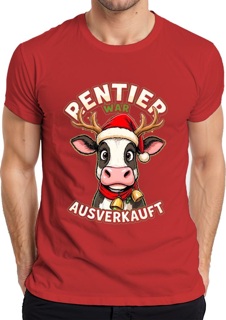 Rentier war t lustige Kuh Weihnachten Santa Geschenk Herren T-Shirt, Rot, 3XL