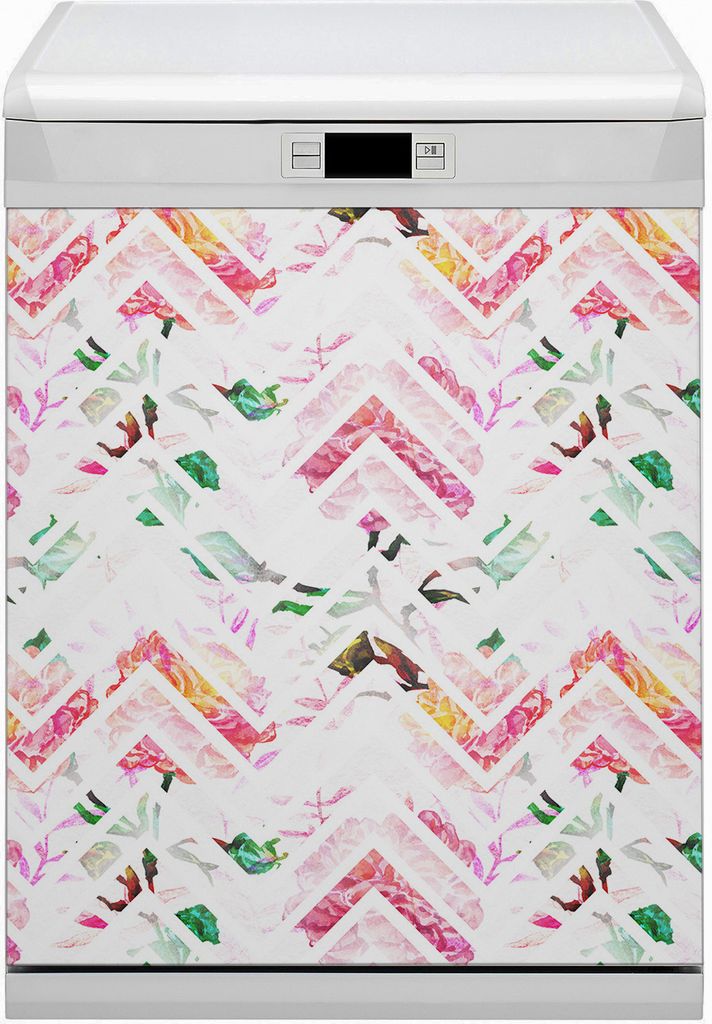 Magnetmatte Geschirrspüle Abwaschbar Küche Magnete Dekor 60x70 cm - Florale Chevron
