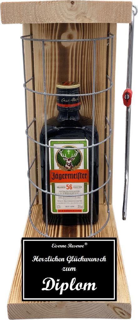 Jägermeister - Herzlichen Glückwunsch zum Diplom - Eiserne Reserve Gitterkäfig Bier Geschenk zum Diplom
