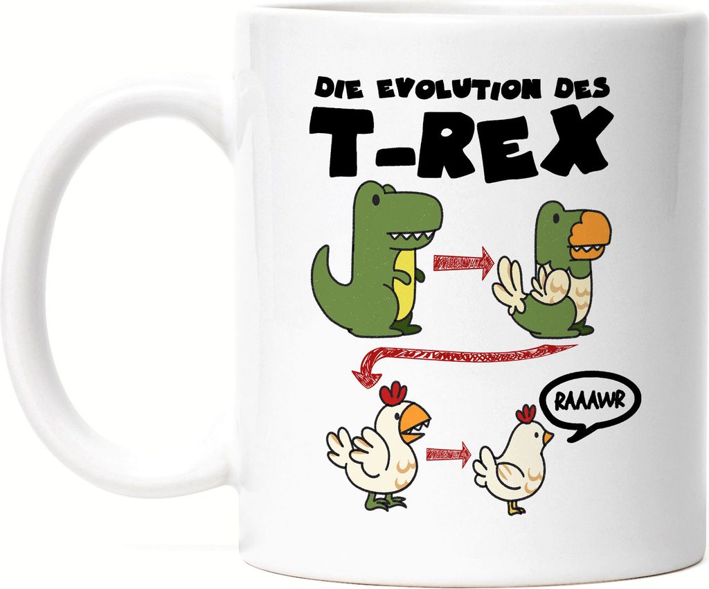 Die Evolution Des T-Rex Tasse Vom T-Rex Zum Huhn Dinosaurier Geschenkidee Lustig
