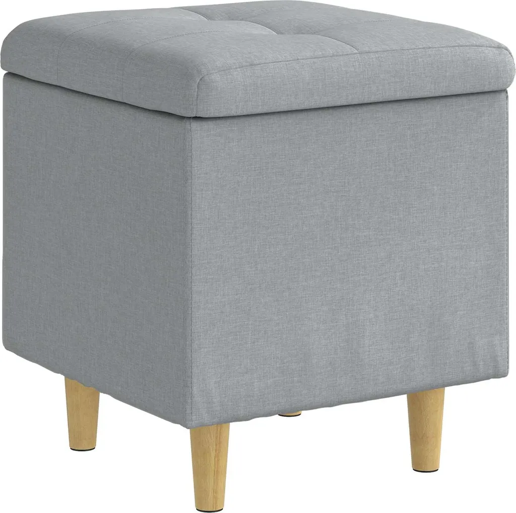 vidaXL Pouf con contenitore Grigio chiaro 40 x 40 x 45 cm Tessuto