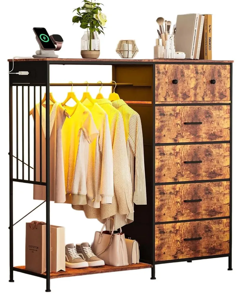 Chiffonnier industriel à 6 tiroirs, portant et prises USB pour adulte