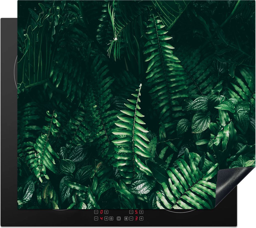 KitchenYeah Herdabdeckplatte Blätter - Dschungel - Natur - Tropisch - Pflanzen , 59x51cm, Küche Deko, Glaskeramikfeld Herdabdeckung, Abdeckplat...