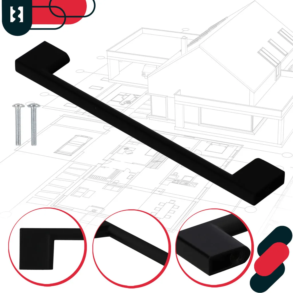 KOTARBAU® Set di 10 maniglie per mobili 190 mm maniglie per mobili ZnAl maniglie per armadi da cucina maniglie per cassetti maniglie per mobili nere maniglie per armadi da cucina maniglie per ante di armadi maniglia per barre di mobili - 5