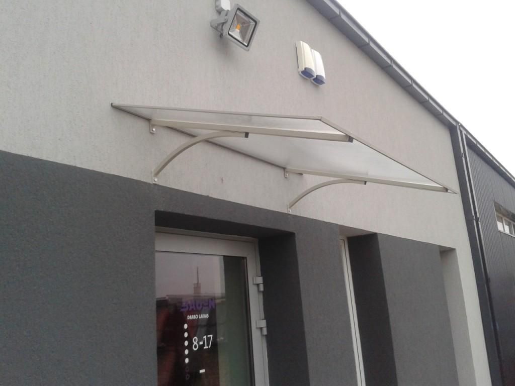 Vordach aus aluminium STARKEDACH T-160, Hellgrau, 160x100x30cm; mit 6mm polycarbonat beschichtung