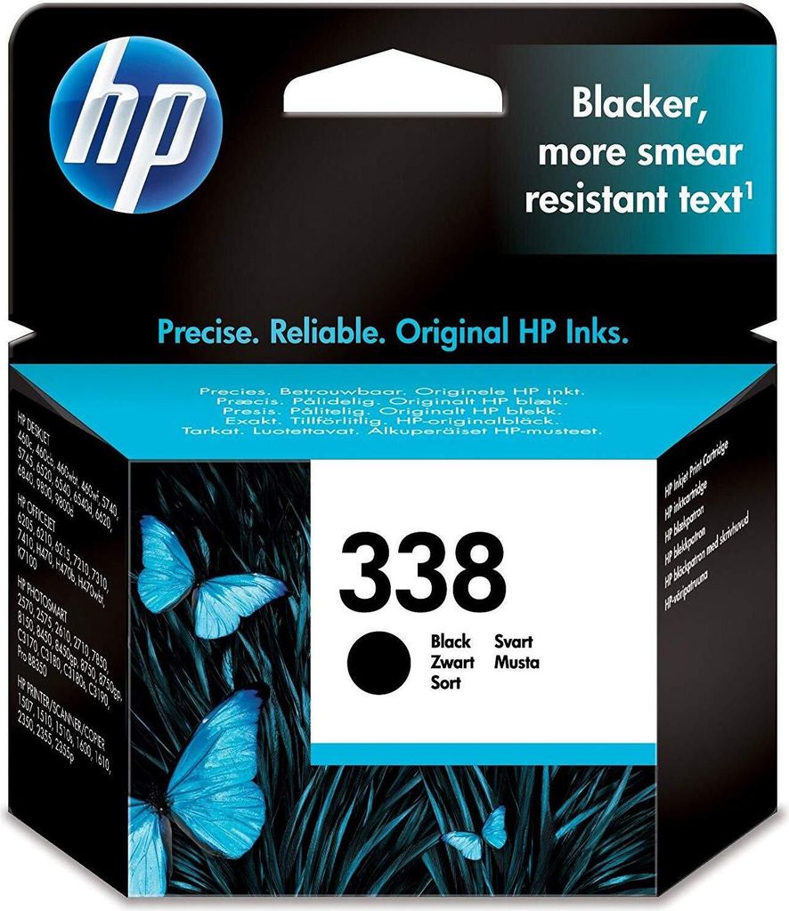 HP Čierna originálna atramentová kazeta 338, Štandardná Obrázok produktu 