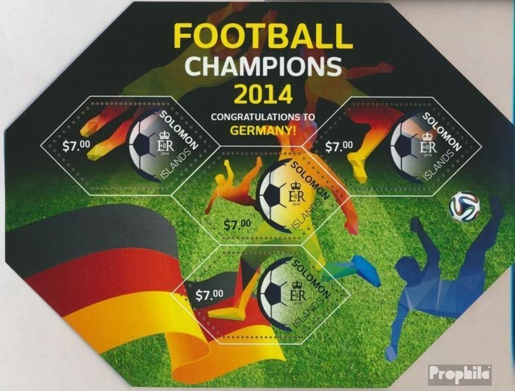 Briefmarken Salomoninseln 2014 Mi 2782-2785 Kleinbogen (kompl. Ausg.) postfrisch Fußballmeister
