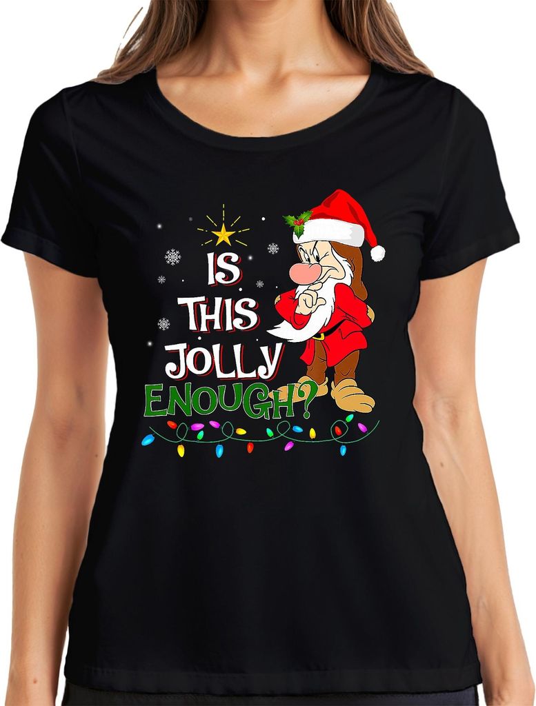 Is This Jolly Enough Weihnachtsmann lustig Weihnachten Vintage Damen T-Shirt, Schwarz, XXL