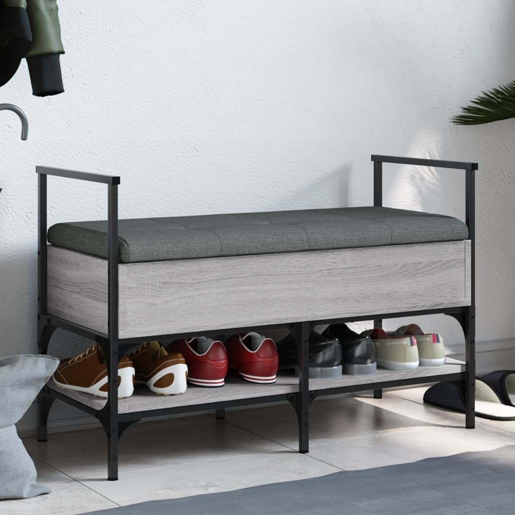 "SALE 2026"Sitzbank - modernes Design - Schuhbank für Flur, Wohnzimmer - Grau Sonoma 85,5x42x57,5cm Holzwerkstoff Promotion626675 - Sitzbänke