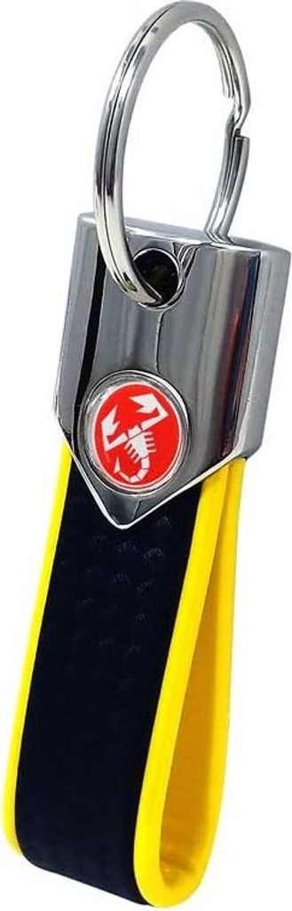 Abarth Offizielle Schlüsselanhäng, Gelb und Karbon mit Rotem Skorpion
