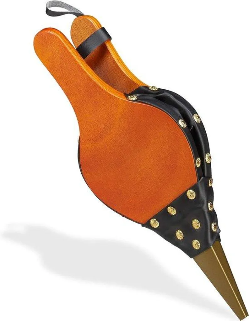 Soufflet de cheminée sans bruit 39 cm marron noir et finitions or