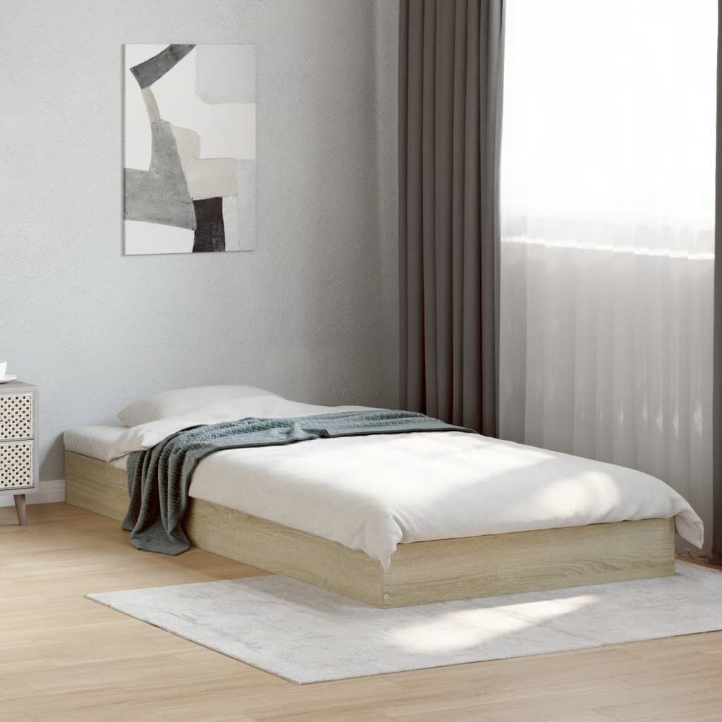 “2026 Modern“ Bettgestell ohne Matratze Sonoma-Eiche 100x200cm Holzwerkstoff - Designermöbel 564110 - Klassische BettenJugendbett Tagesbett
