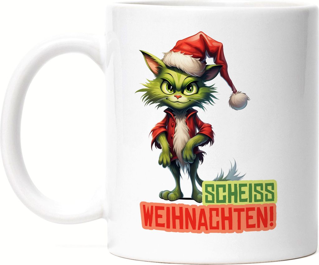 Scheiss Weihnachten Tasse Weiß Katzenbesitzer Sarkasmus Geschenk