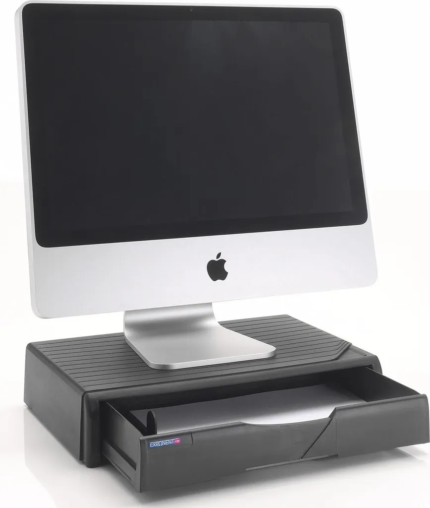 Support d'écran ergonomique noir avec gestion d'espace sous tablette - 8