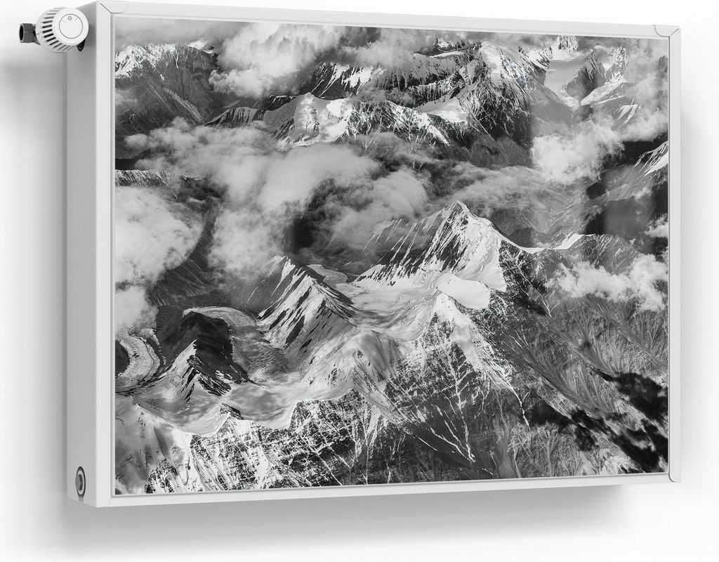 DEQORI Magnetmatte Heizung Standard 80x60 cm 'Gipfel im Nebel' Magnetfolie