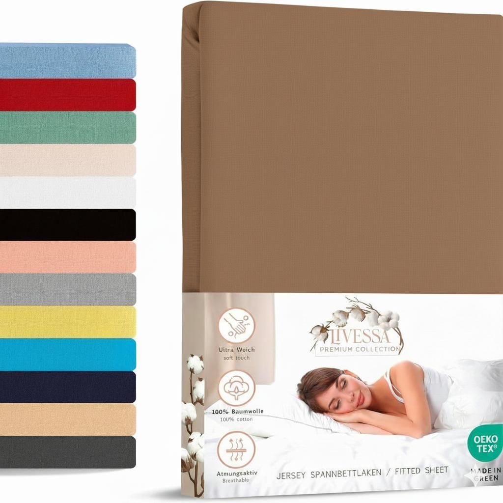 Jersey Spannbettlaken 160x200 cm 100% Baumwolle Nougat