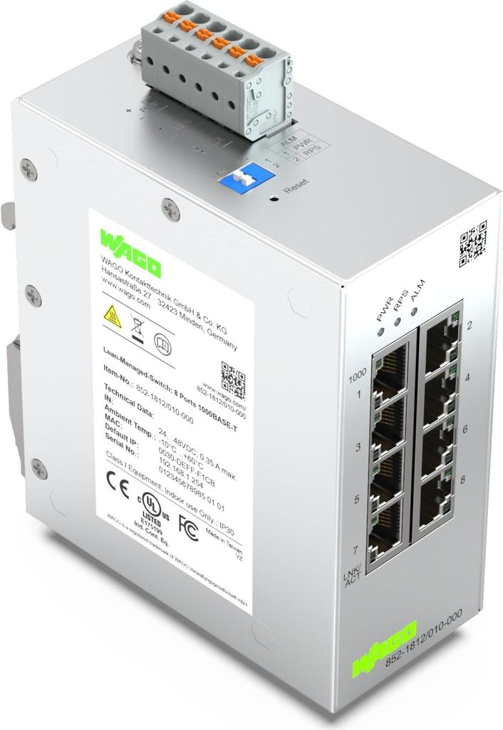 WAGO Industrial-Switch 852-1812/010-000 mit 8 ETHERNET-Ports für optimale Netzwe