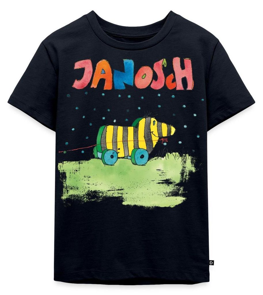 Spreadshirt Janosch Tigerente Schriftzug Kinder Premium T-Shirt, 110/116 (4 Jahre), Navy