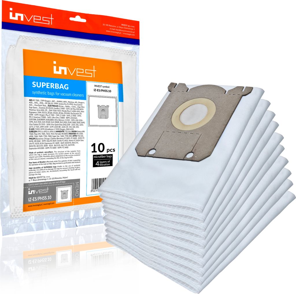 10 Staubsaugerbeutel für ELECTROLUX Airmax, S-BAG, PHILIPS Power Go, FC 8240/09