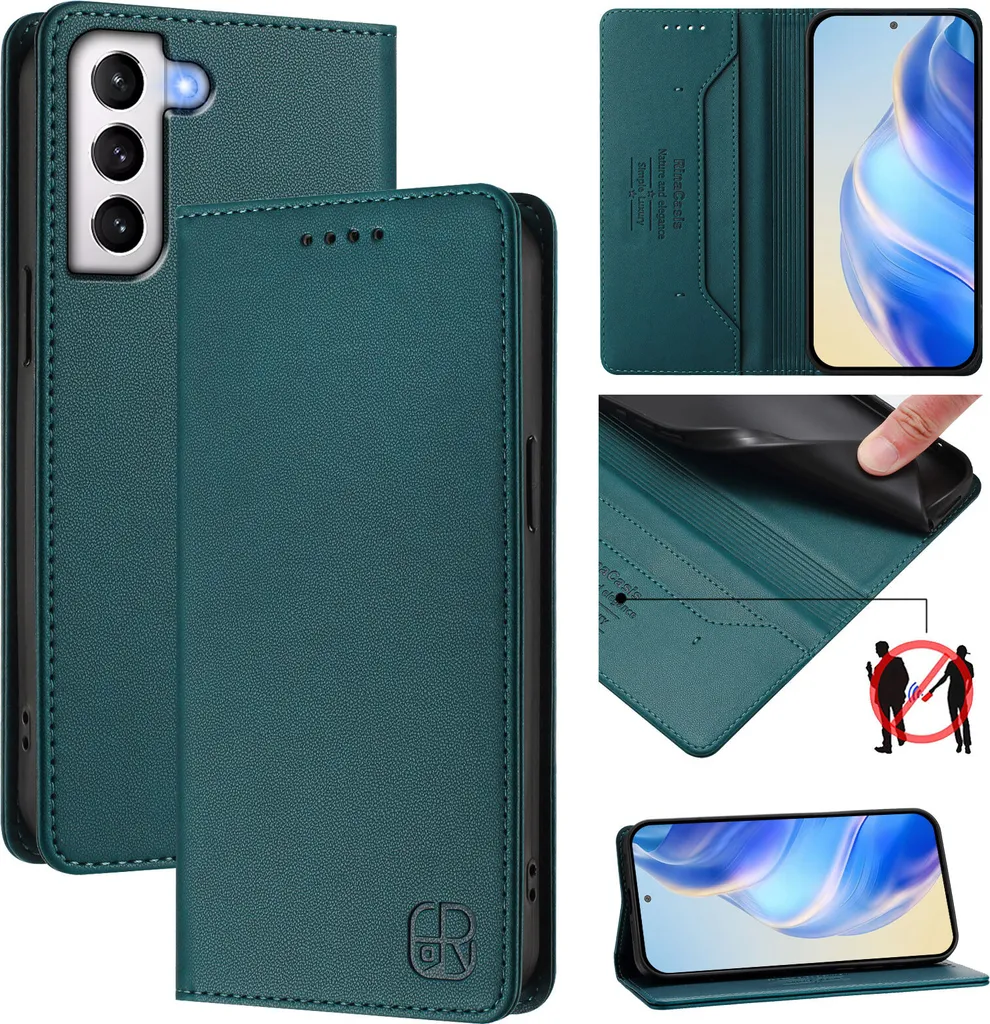 Custodia Samsung S21 Plus 5G Verde Scuro | Cover Portafoglio in Pelle