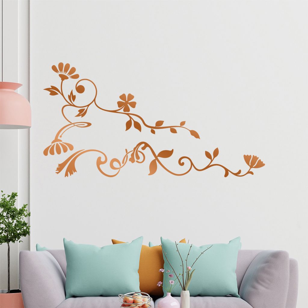 Eckeornament -Blätter- filigran Wandtattoo in 6 Größen - Wandaufkleber Wall Sticker - Dekoration, Küche, Wohnzimmer, Schlafzimmer, Badezimmer