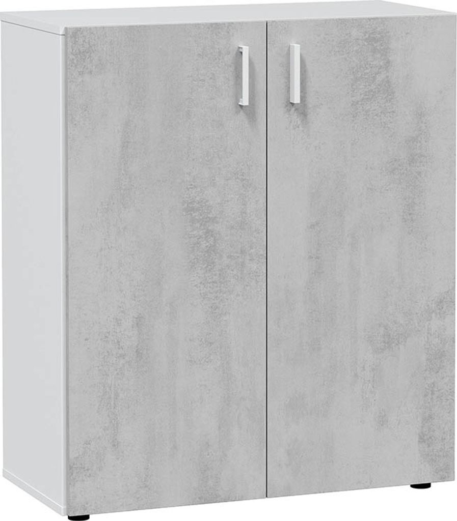Mehrzweckschrank >Tidy< in Weiß / Beton Grau - Produktbild 