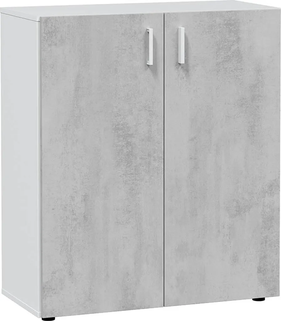 Meuble de rangement 80 cm Tidy bicolore blanc et béton gris résistant