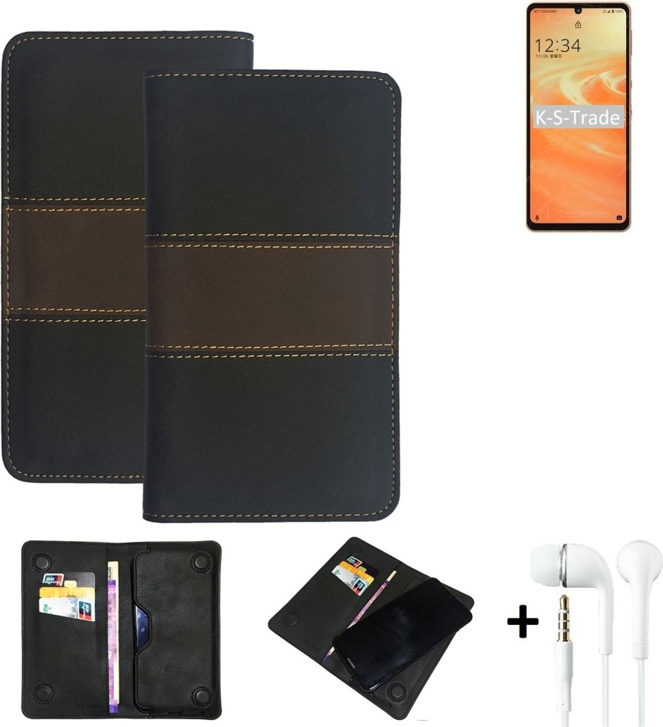 K-S-Trade Handyhülle + Kopfhörer kompatibel mit Sharp Aquos Sense6s Schutzhülle Walletcase Bookstyle Tasche Schutz Case Hülle Wallet Cover