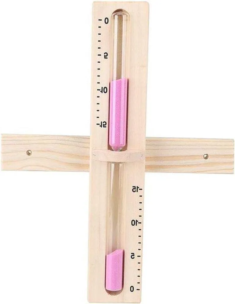 Horloge murale bois minuteur sablier 15 min sable rose pour bureau zen