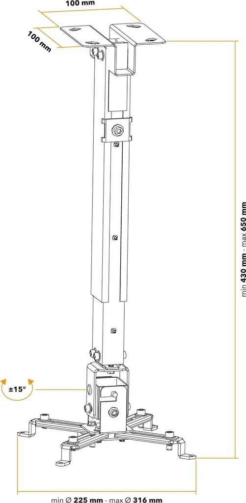 Support pour projecteur AlzaErgo C05W blanc - Fixation plafond compacte - 3