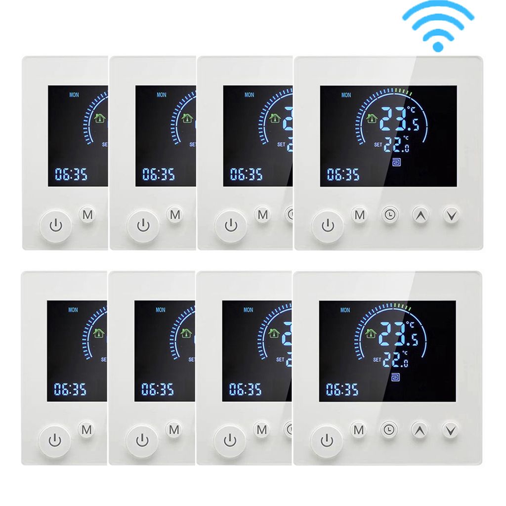 8X Smart Tuya WiFi Thermostat 3A Warmwasserbereitung Raumthermostat Fussbodenheizung LCD-Display programmierbar Innenthermometer, Sprachsteuerung A...