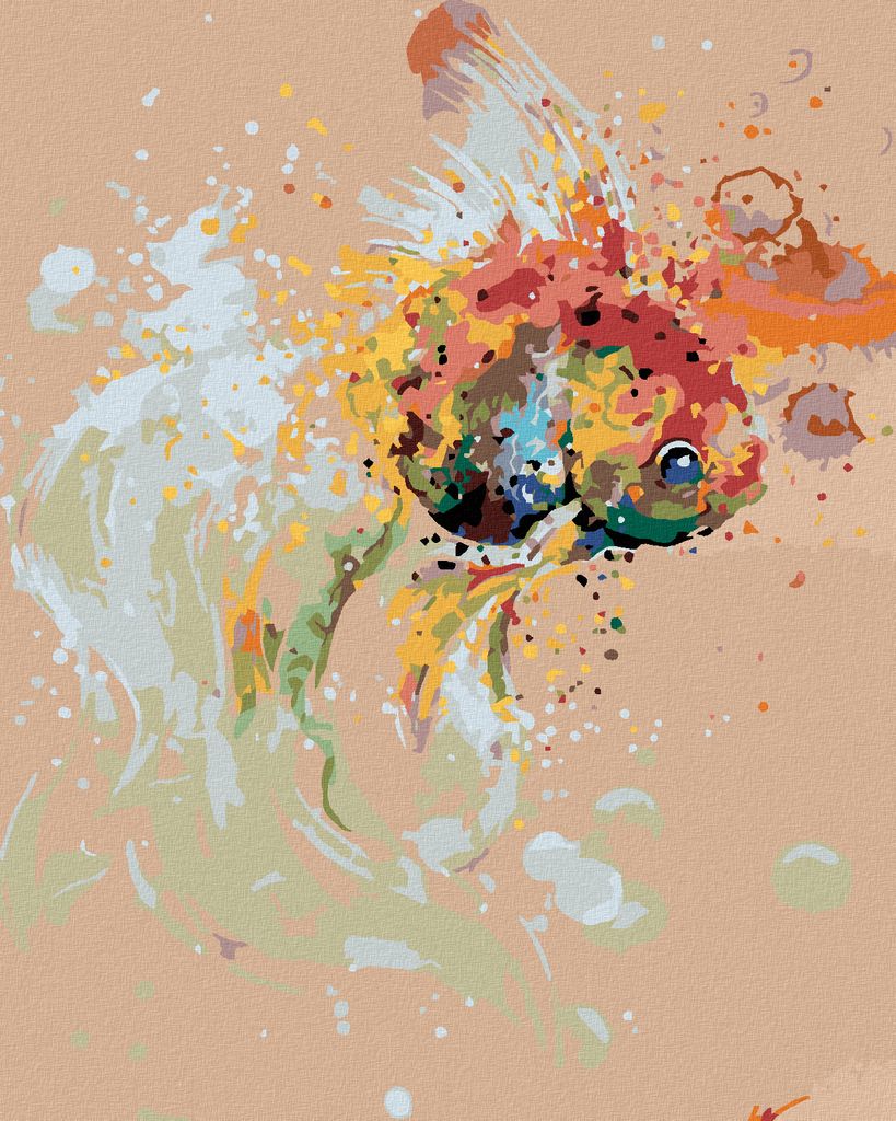 Zuty - Malen nach Zahlen - ABSTRAKTER FISCH, 40x50 cm, mit Keilrahmen (bereits gespannt)