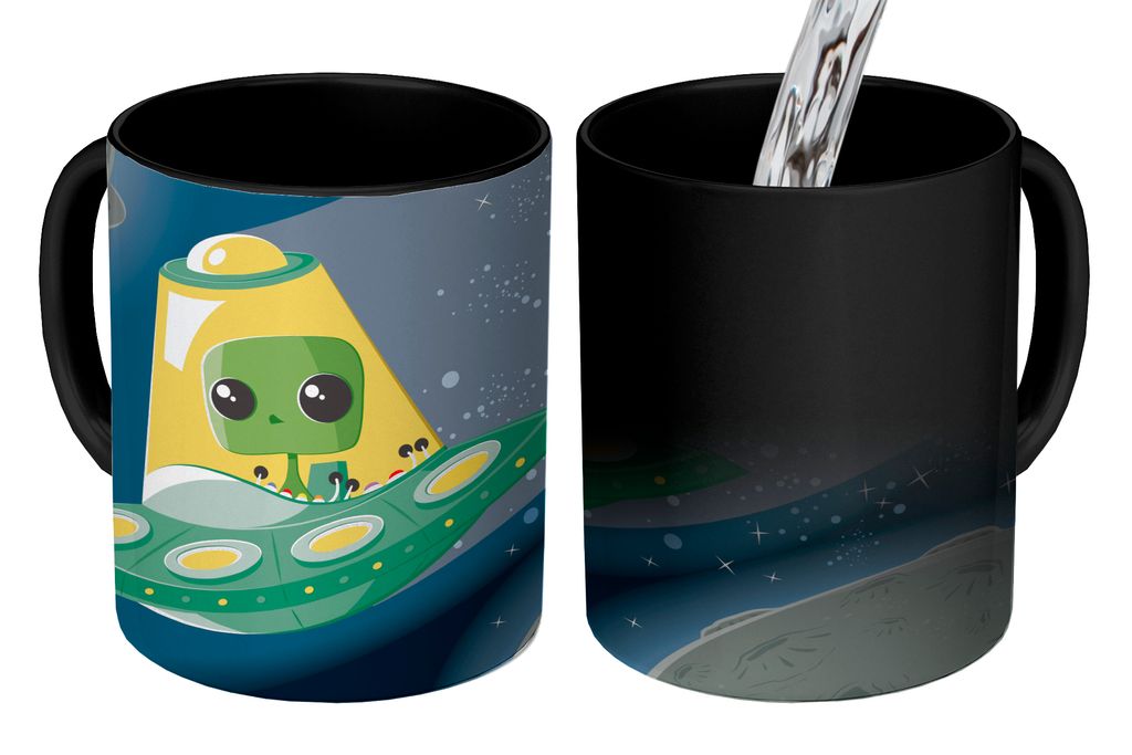 MuchoWow® Kouzelný pohár Ilustrace - Děti - Ufo 350 ml Obrázek produktu 