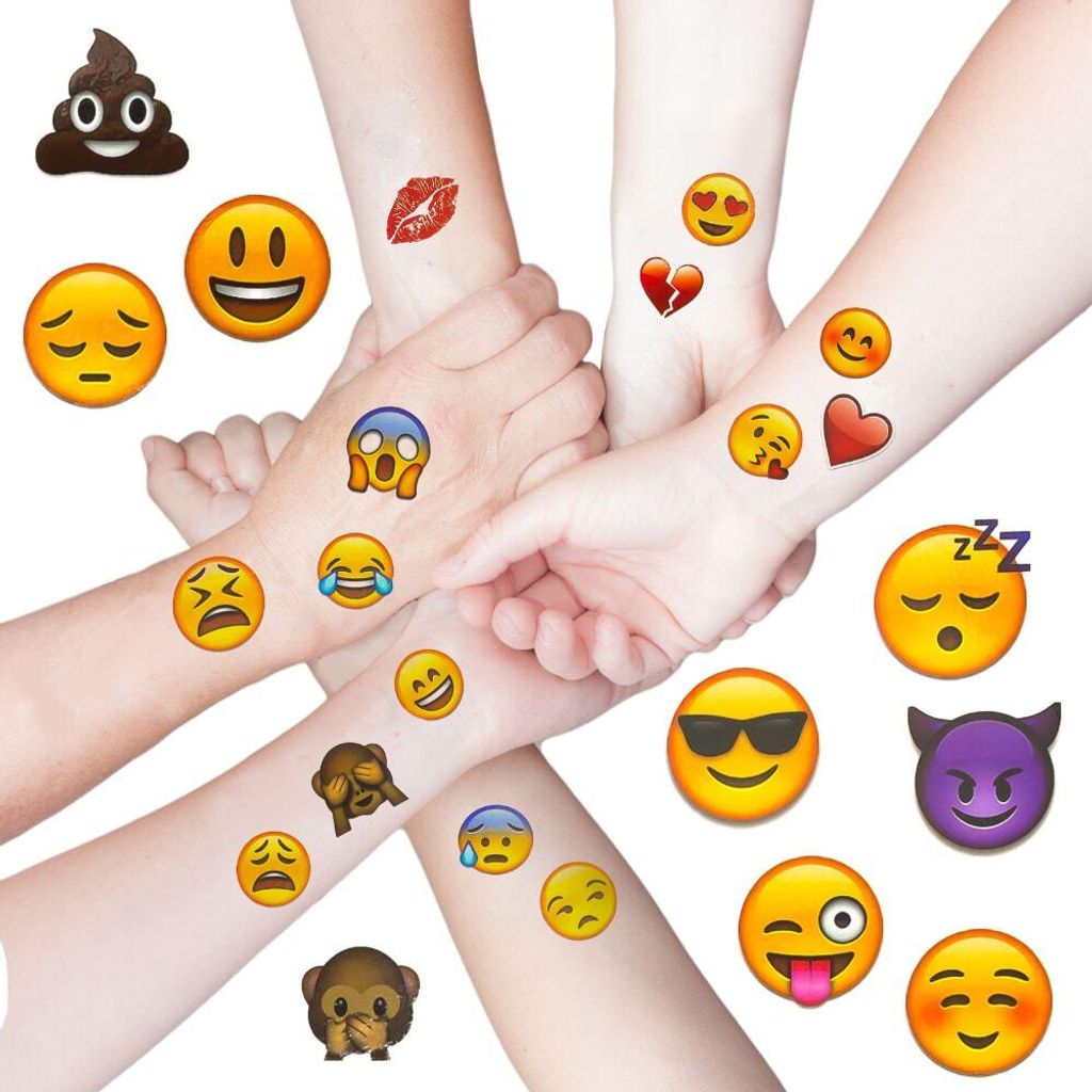 Oblique Unique Emoji 48 Stück Temporäre Tattoos Aufkleber Produktbild 