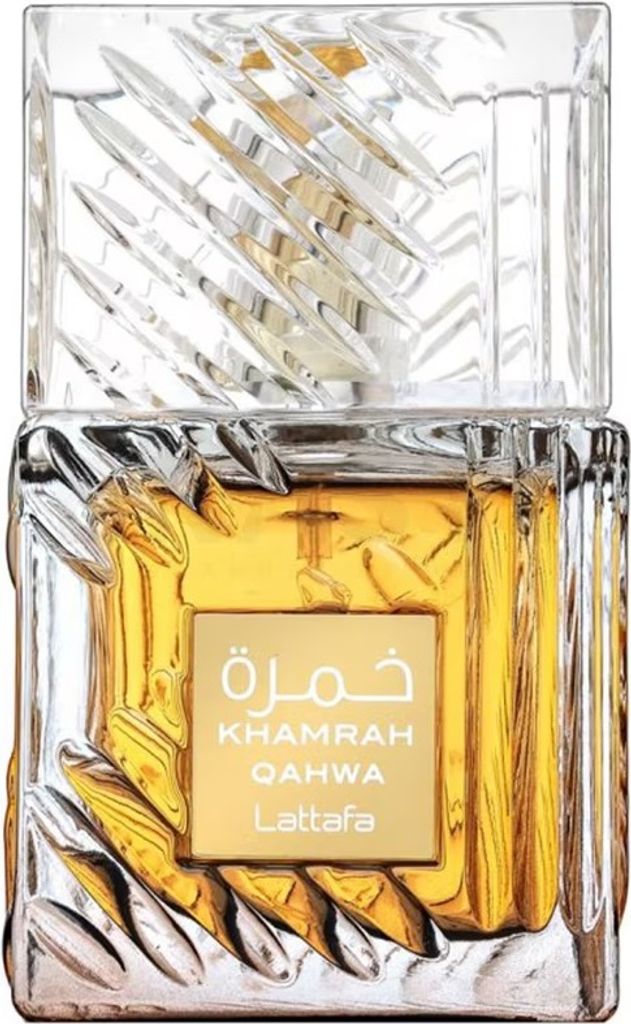 A close-up studio shot of a perfume bottle.