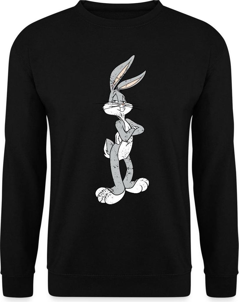 Spreadshirt Looney Tunes Bugs Bunny Vintage Pose Uni Pullover, XXL, Schwarz