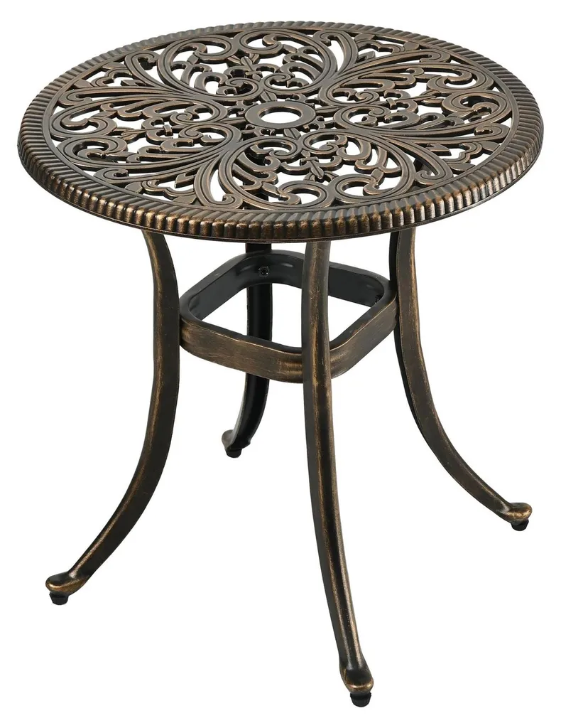 Petite table de jardin ronde style bistro avec emplacement de parasol