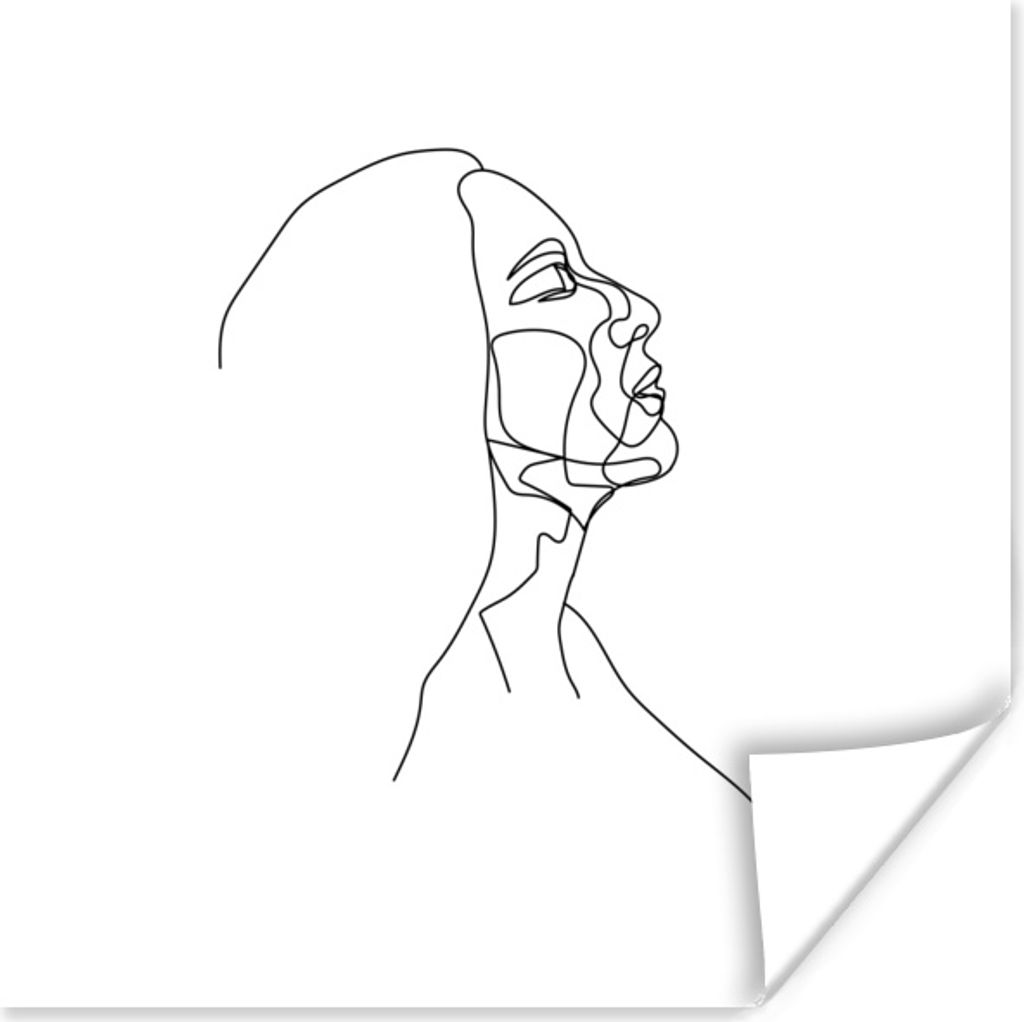 MuchoWow Poster Strichzeichnungen - Frauen - Gesicht 50x50 cm - Wohnzimmerdekoration