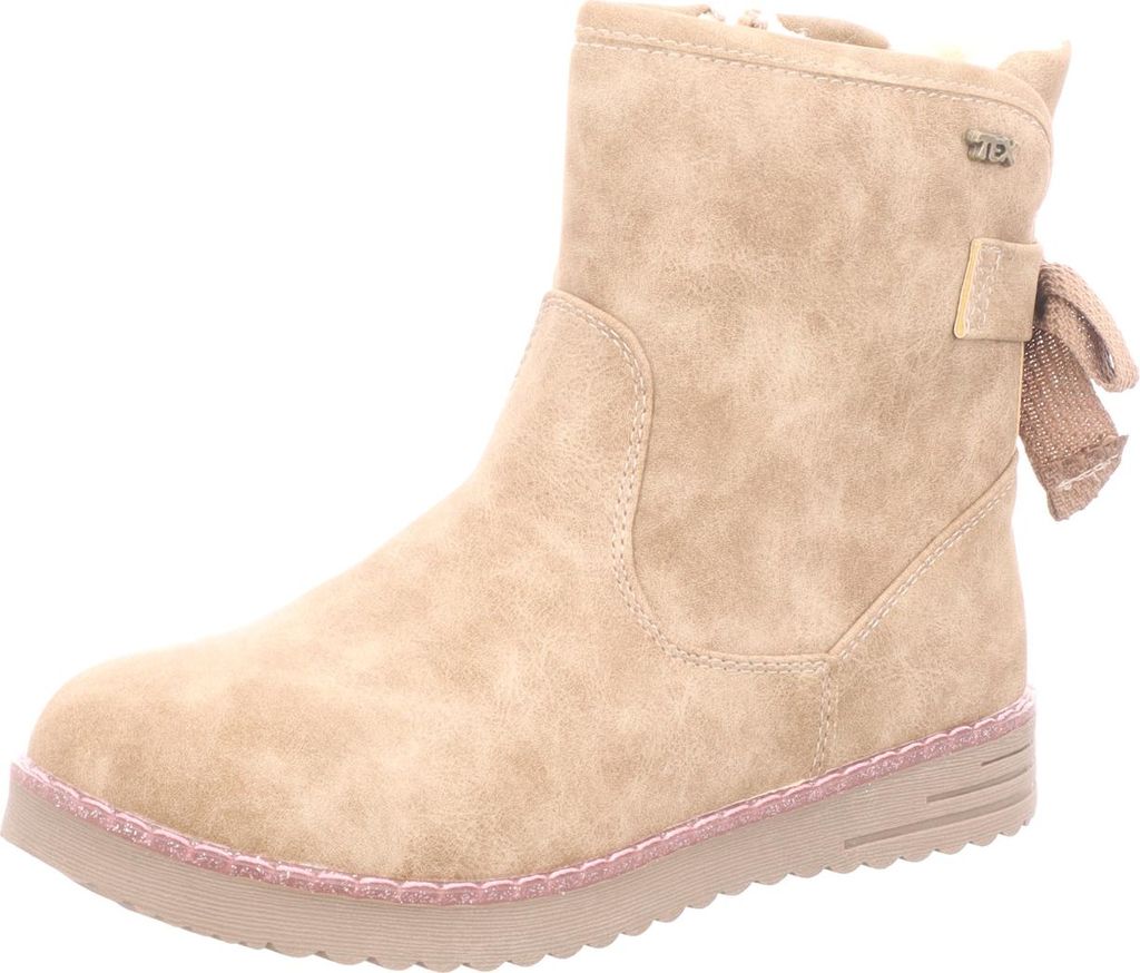 Indigo Kinder-Mädchen-Stiefelette gefüttert Taupe-Braun, Farbe:beige/schlamm, EU Größe:38