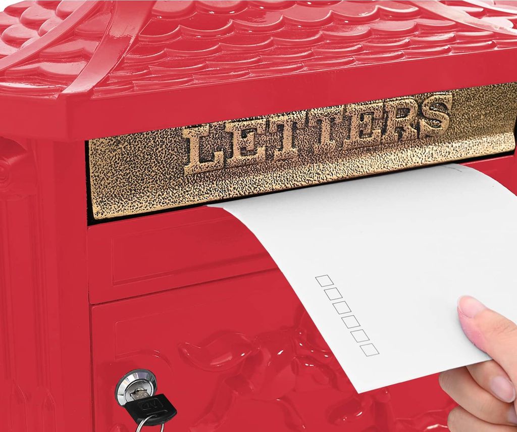 Cloris Designermöbel Wandmontierter Briefkasten Rot 40,5 x 16 x 45cm Gussaluminium - 2026Neu652551 - Briefkästen