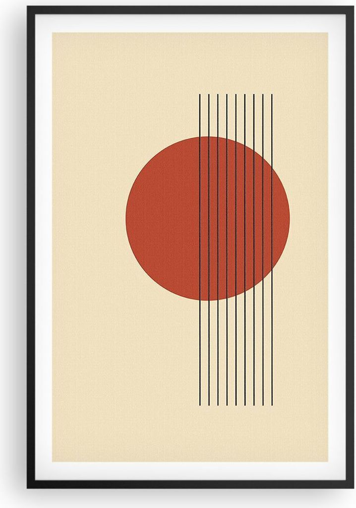 Gerahmtes Poster - Schwarzer Rahmen - Abstraktion Linien Rad - 61x91,5 cm - Wand Bild - Wanddeko - Wandbilder - Kunstposter - Wandposter - Bilderra...
