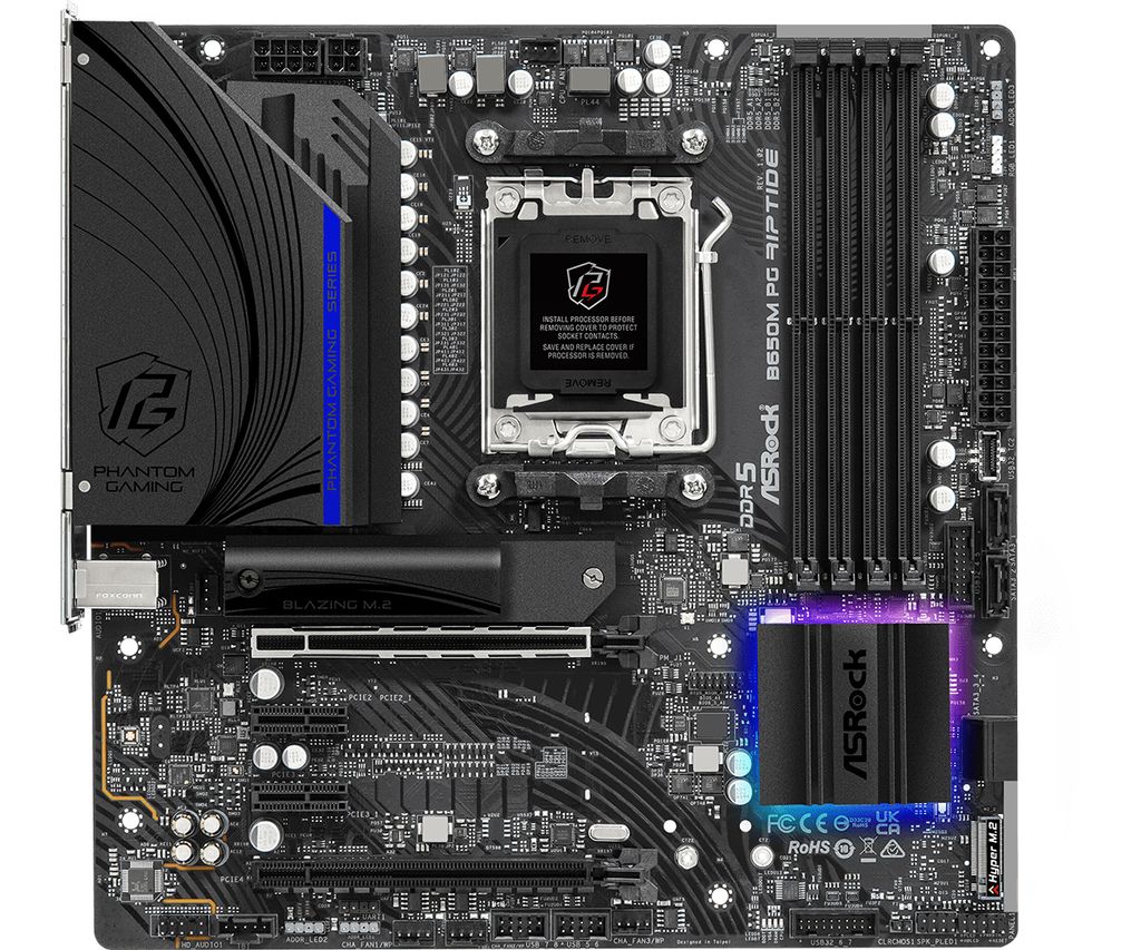 ASRock B650M PG Riptide - Motherboard - micro ATX - Socket AM5 - AMD B650 Chipsatz - USB 3.2 Gen 1, USB 3.2 Gen 2, USB-C 3.2 Gen2 - 2.5 Gigabit LAN...
