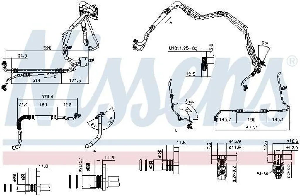 Conduite de climatisation en aluminium pour Citroën C4 II B7