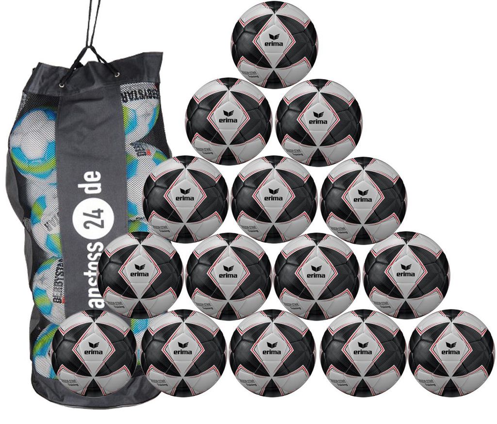 Ballset erima SENZOR-STAR Trainingsball inkl. Ballsack schwarz/grau 15 Bälle