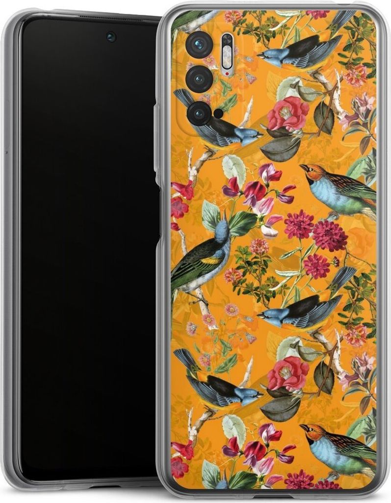 DeinDesign Handyhülle für Xiaomi Redmi Note 10 5G Silikon Hülle Case Smartphone Schutzhülle Blumen Dschungel Vogel
