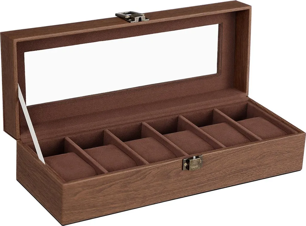 Porta Orologi 6 Posti Marrone - Espositore Elegante per Uomo