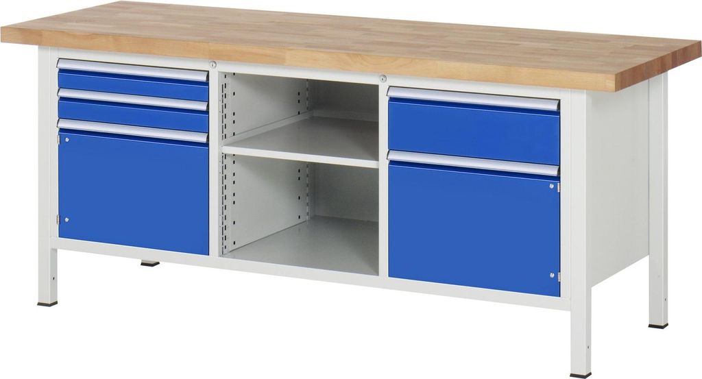 Rau Werkbank höhenverstellbar 8562A2, B2000xT700xH840-1040mm, 3x Schublade-TA, 2x Tür