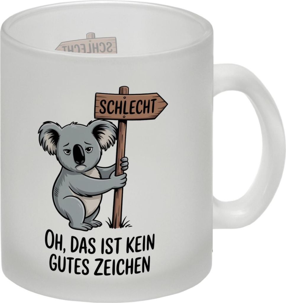 Melancholischer Koala Glas Tasse - kein gutes Zeichen
