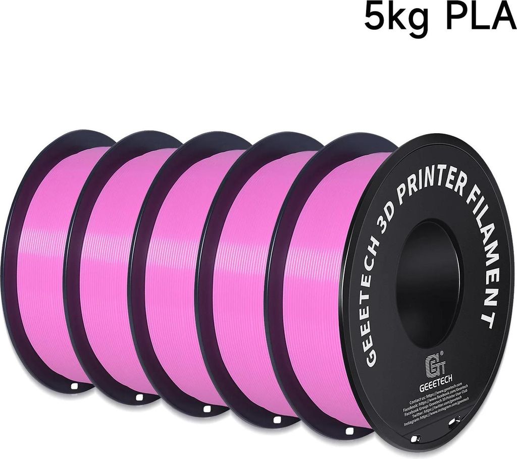 3D-Drucker Filament PLA - 1,75 mm - Spule 5 kg - Toleranz ±0,03 mm - Länge 343 m - Pink